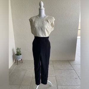 Ted Baker Size 2 Chic Embroidered Cream Jumpsuit